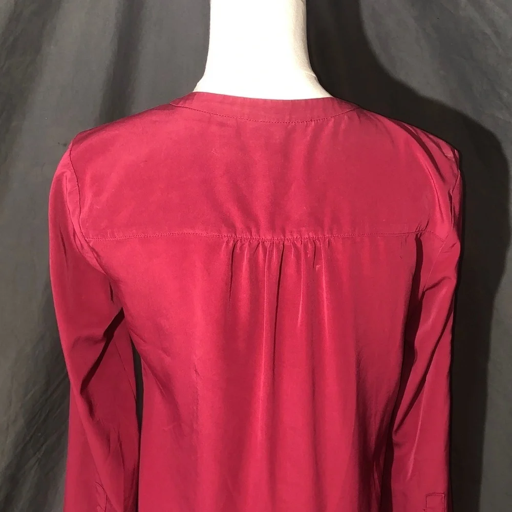 80’s Women's Dark Hot Pink Button-Up Blouse Size Small - Picture 9 of 16